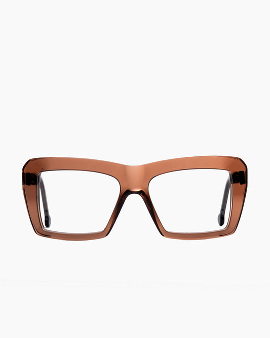brown plastic rectangle eyeglasses by Marie-Sophie Dion model Forest, front view, lunettes de vue rectangle couleur brun