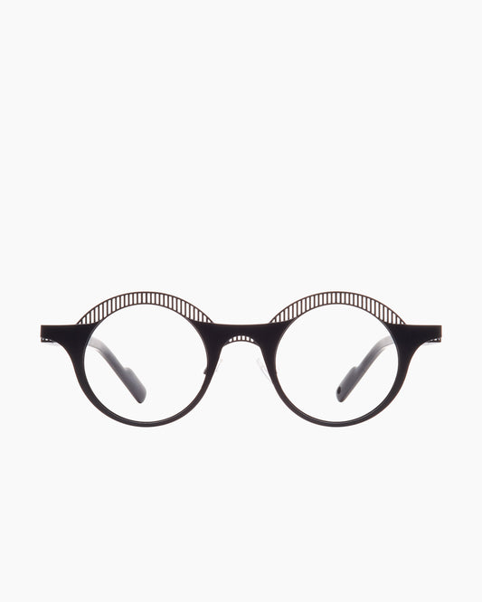 brown metal round eyeglasses by Theo model Pen, front view, lunettes de vue rond couleur brun