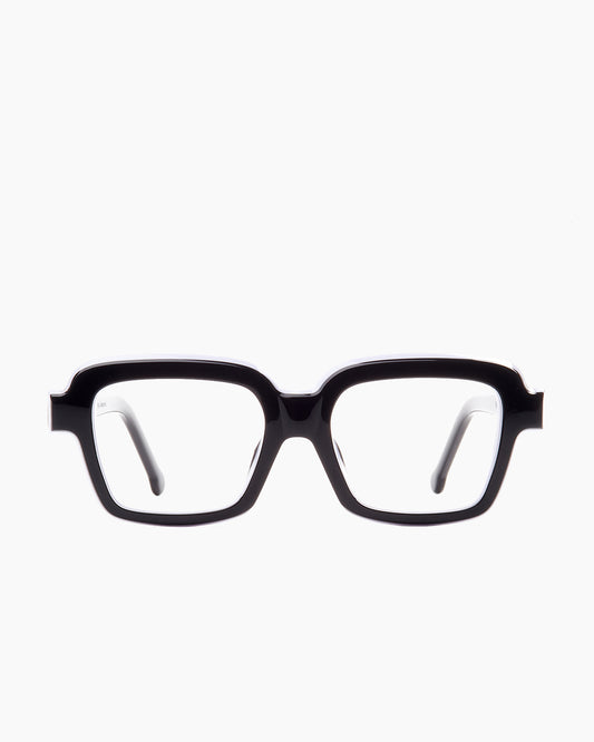 black plastic rectangle eyeglasses by Marie-Sophie Dion model WALKER, front view, lunettes de vue rectangle couleur noir