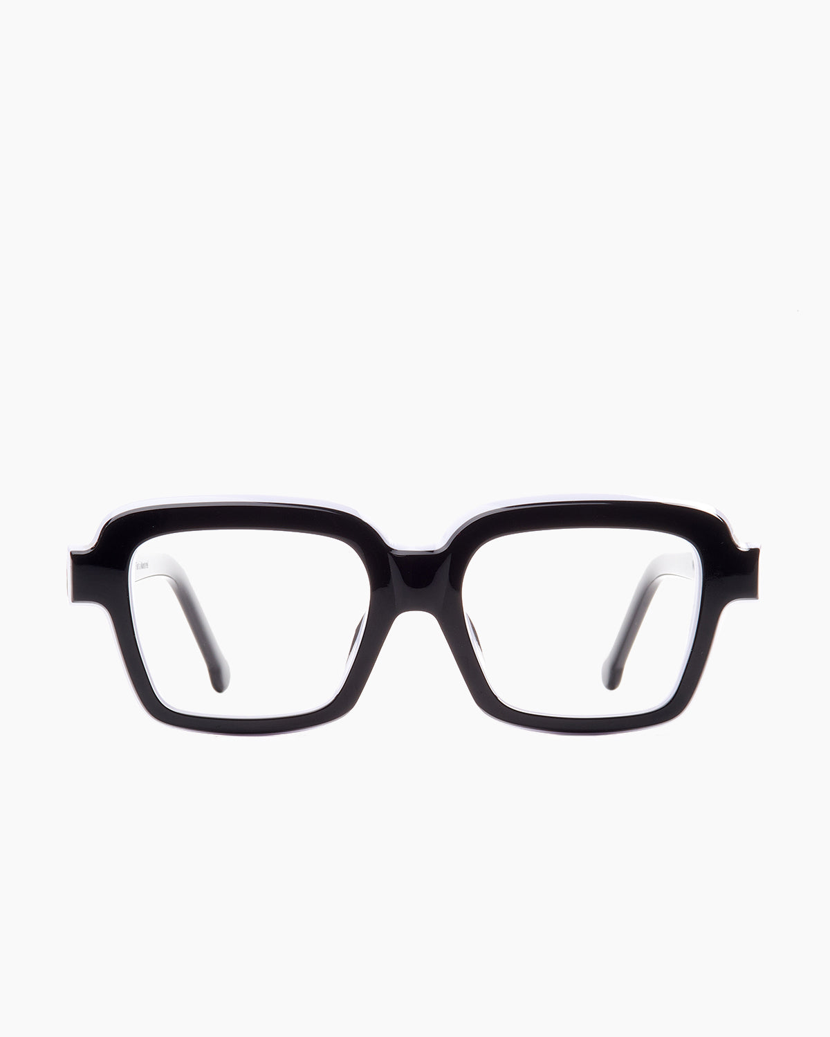 black plastic rectangle eyeglasses by Marie-Sophie Dion model WALKER, front view, lunettes de vue rectangle couleur noir