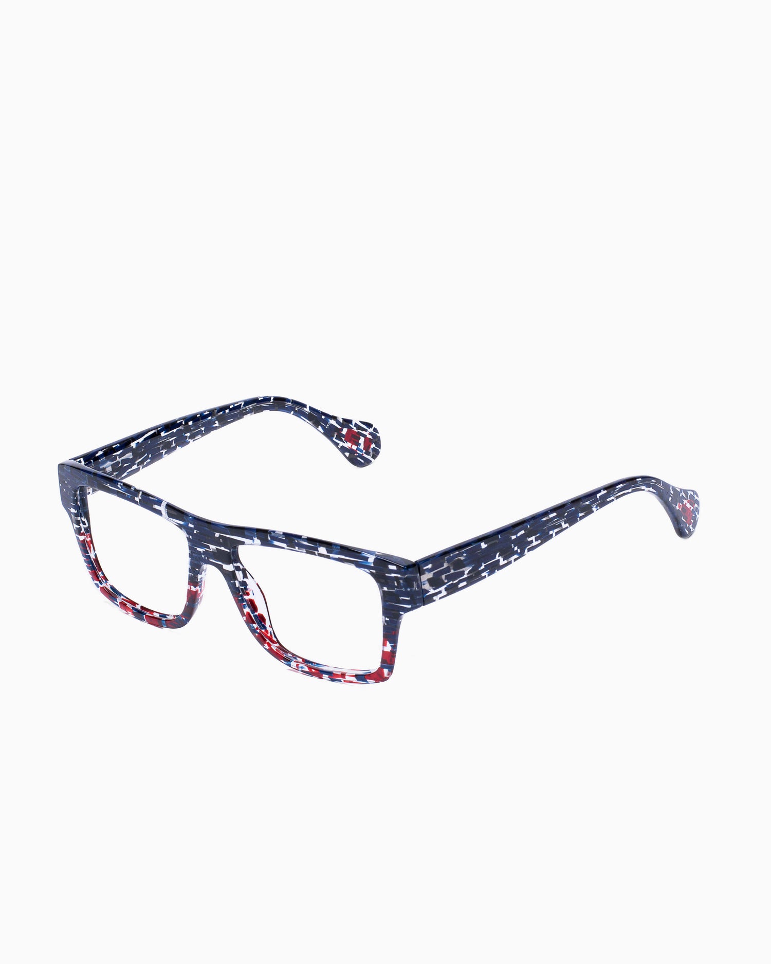blue plastic rectangle eyeglasses by Theo model Mille+43, front view, lunettes de vue rectangle couleur Bleu