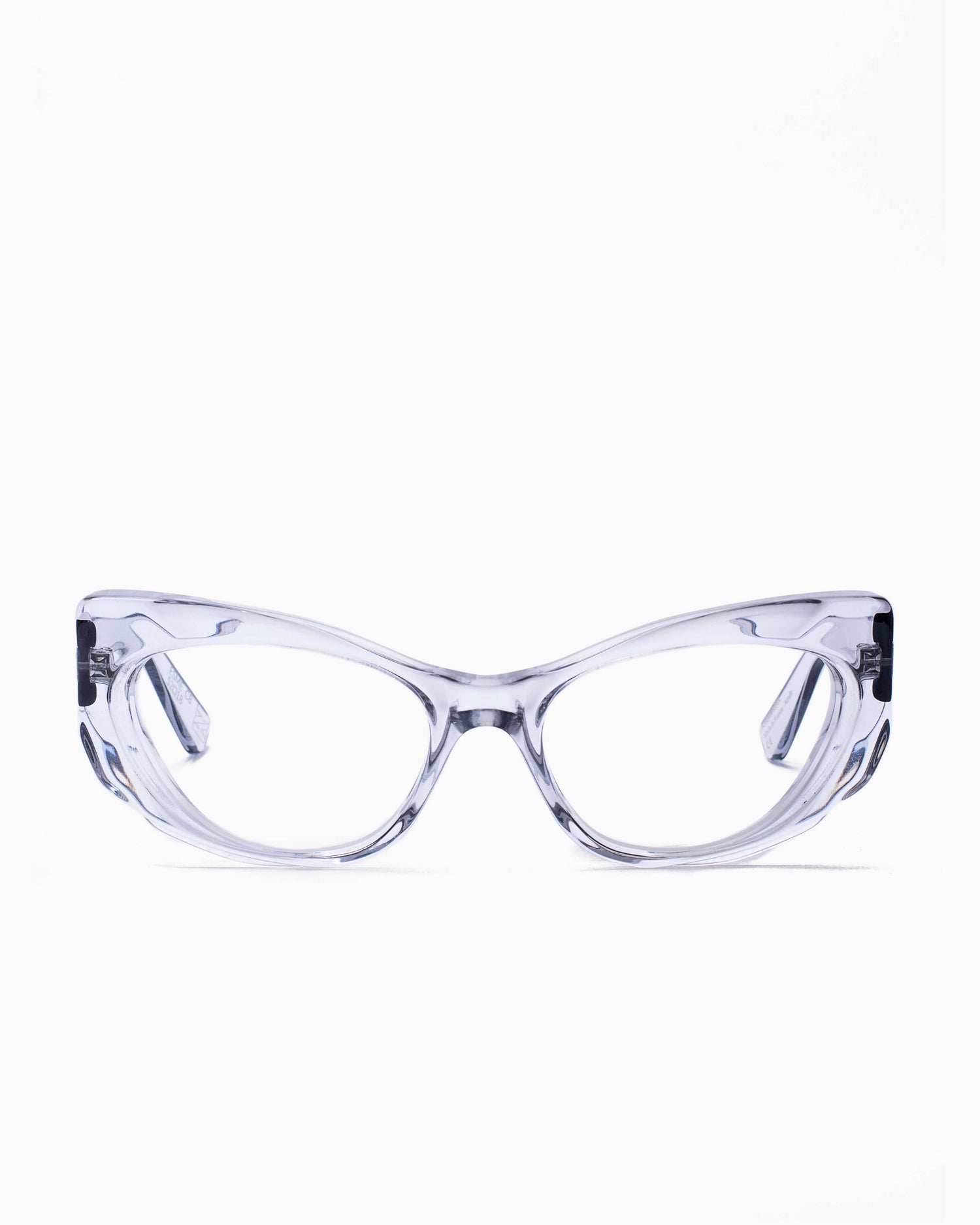 silver plastic cat eyeglasses by Kirk&Kirk model Esme, front view, lunettes de vue chat couleur argent