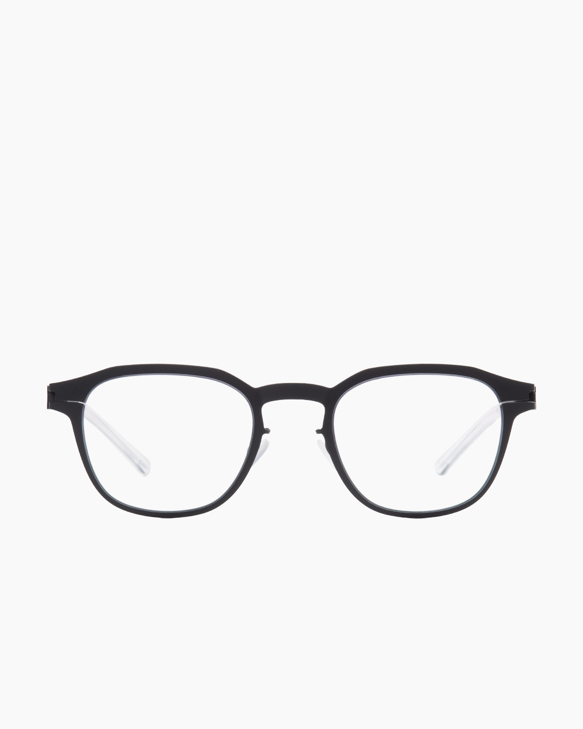 blue metal rectangle eyeglasses by Mykita model Idris, front view, lunettes de vue rectangle couleur bleu