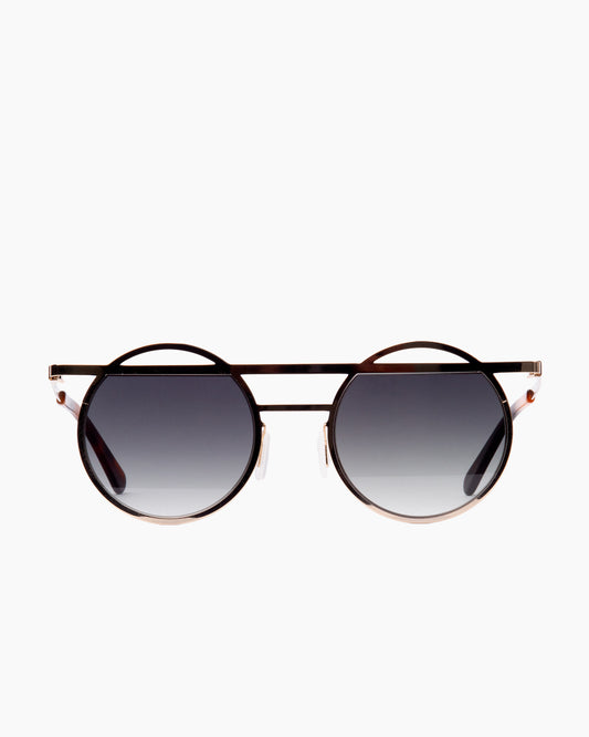 gold metal round sunglassesby Gamine model NorrebroS, front view, lunettes de vue rond couleur or