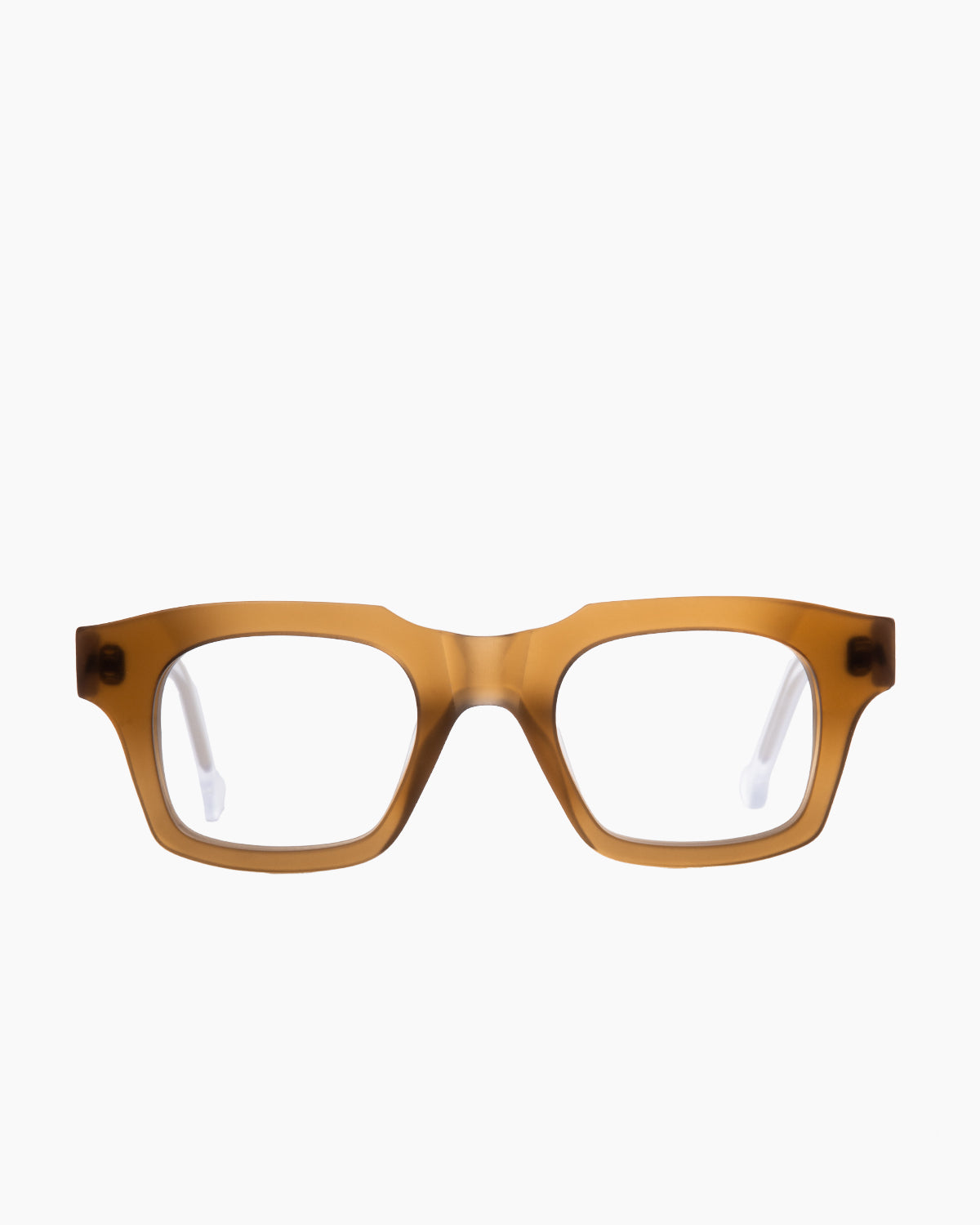 brown plastic rectangle eyeglasses by Marie-Sophie Dion model DiMaria, front view, lunettes de vue rectangle couleur brun