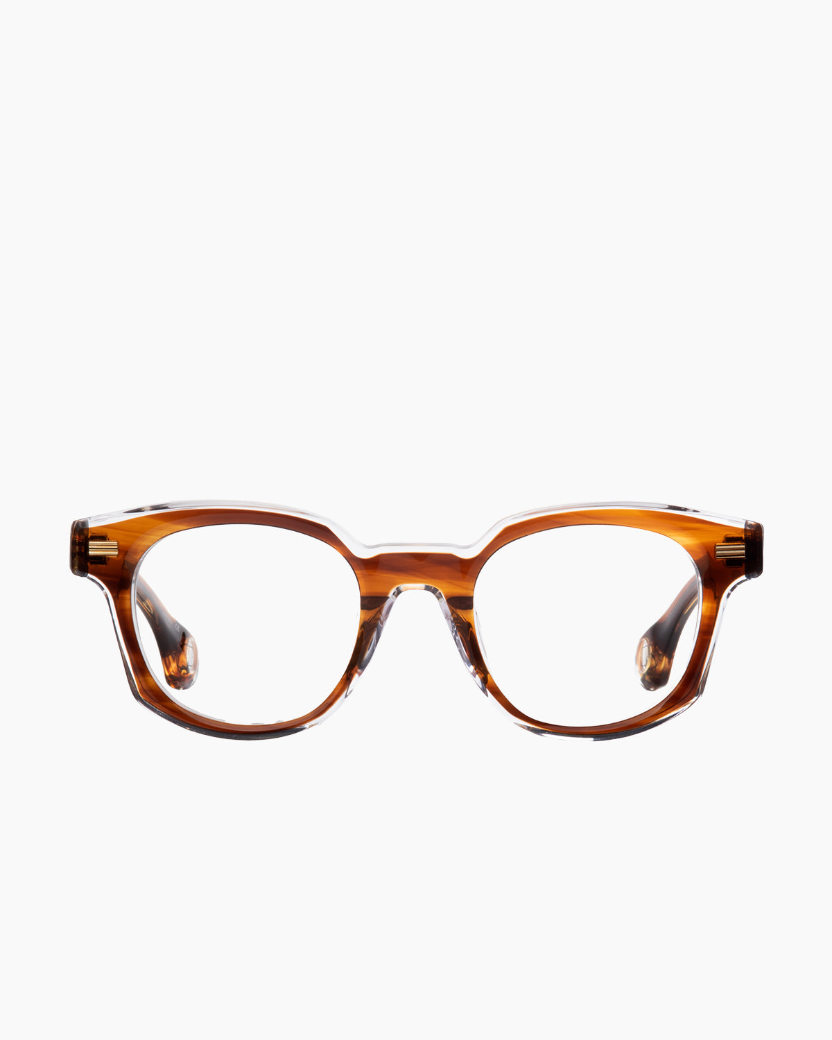 brown plastic oval eyeglasses by Blake Kuwahara model Haycock, front view, lunettes de vue ovale couleur brun