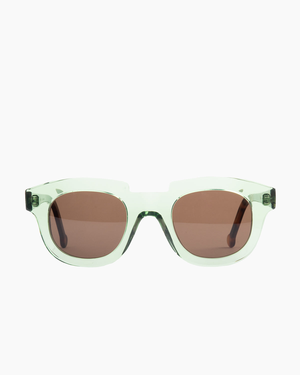 green plastic oval  sunglassesby Marie-Sophie Dion model DufresneSUN, front view, lunettes de vue ovale couleur Vert