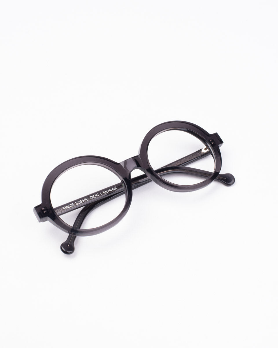 grey plastic oval eyeglasses by Marie-Sophie Dion model O'Malley, front view, lunettes de vue ovale couleur Gris