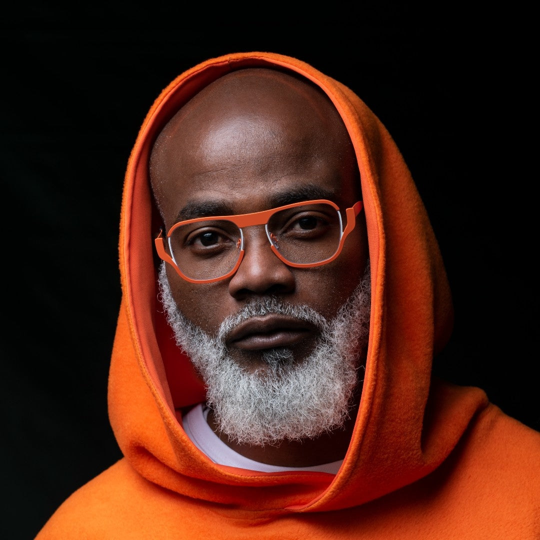 Lunette de vue pour homme en métal orange par Theo BAR À LUNETTES