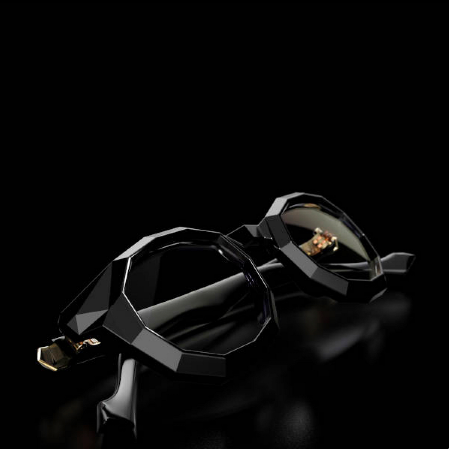 Lunette de vue polygonne en plastique noir par Yohji Yamamoto BAR À LUNETTES