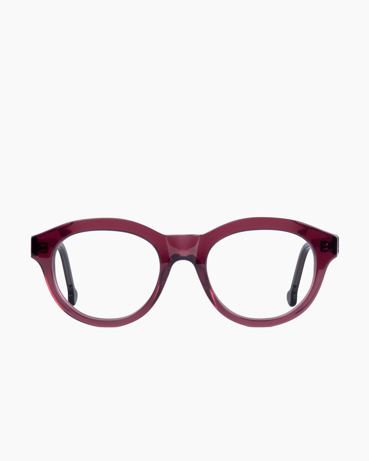 purple plastic oval eyeglasses by Marie-Sophie Dion model Claus, front view, lunettes de vue ovale couleur violet