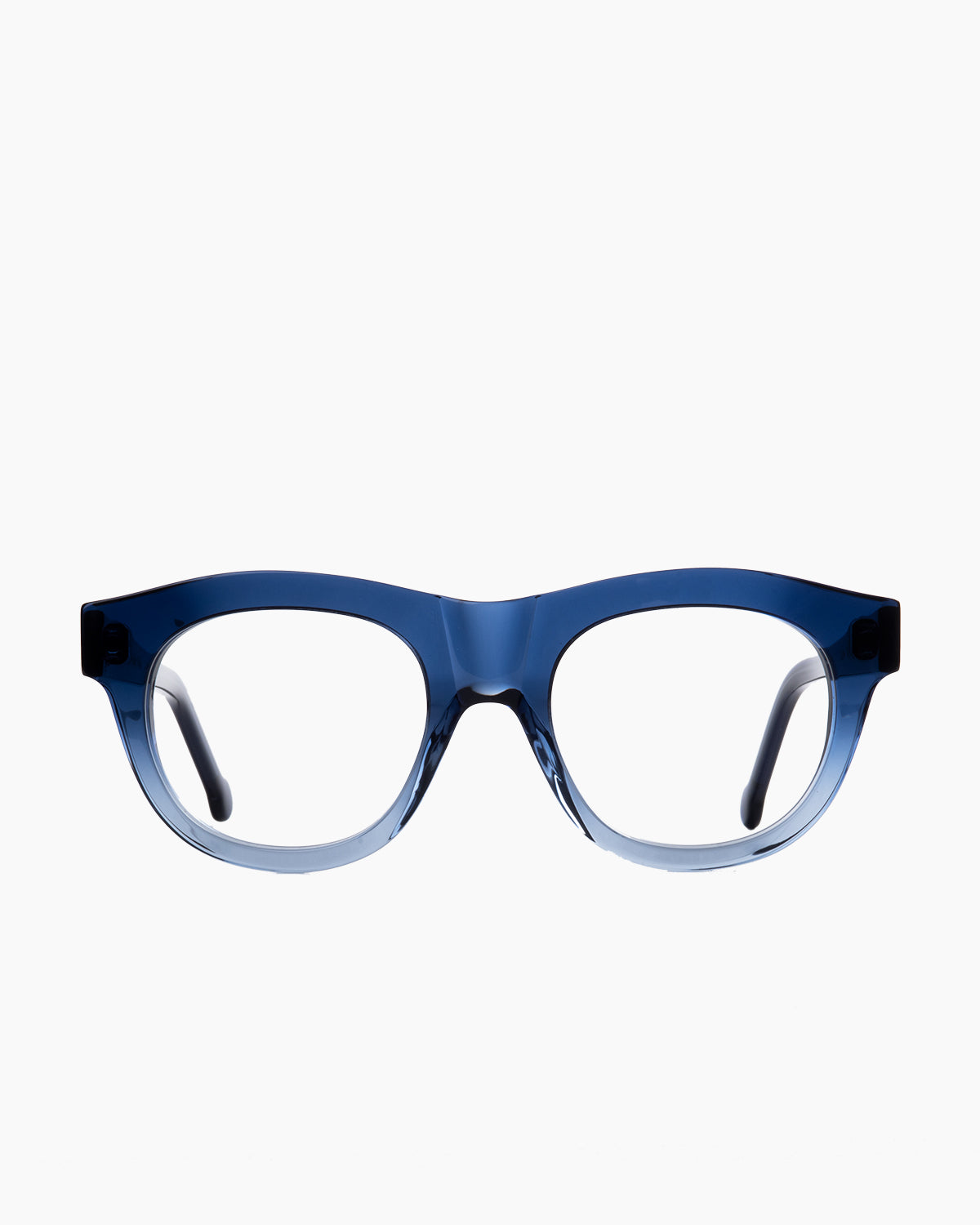 blue plastic oval eyeglasses by Marie-Sophie Dion model Caine, front view, lunettes de vue ovale couleur bleu