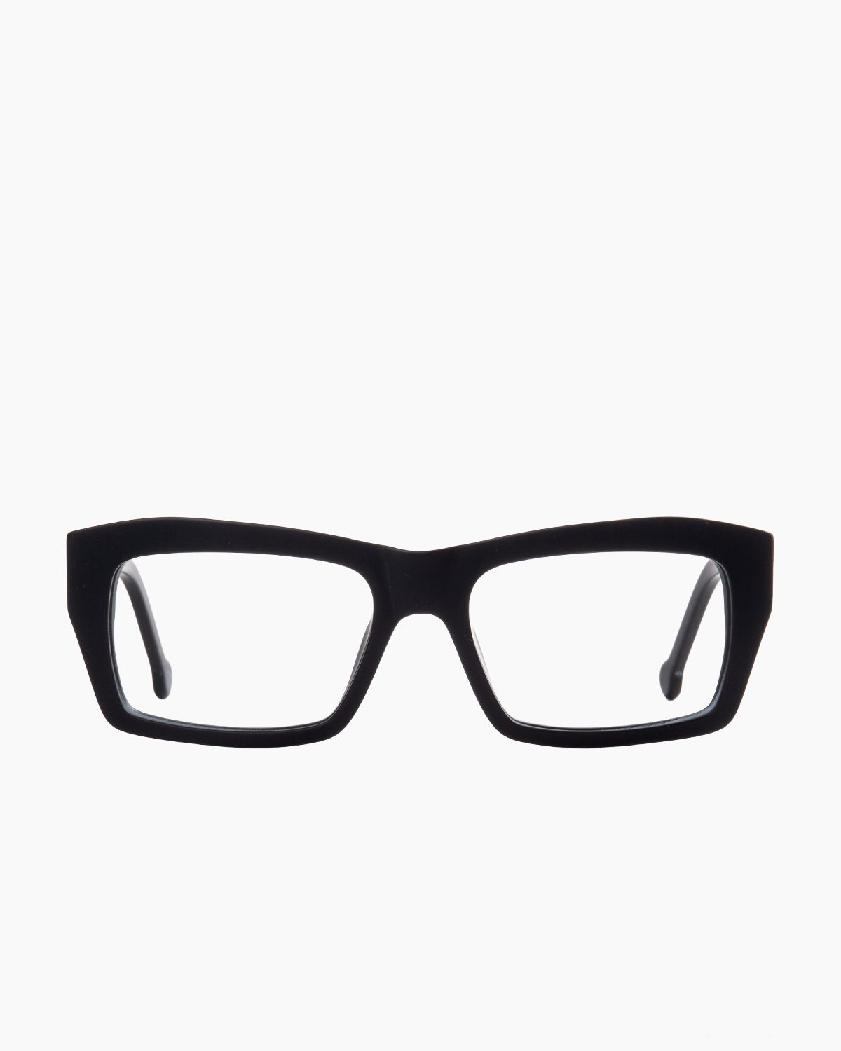 black plastic rectangle eyeglasses by Marie-Sophie Dion model Zakaib, front view, lunettes de vue rectangle couleur noir