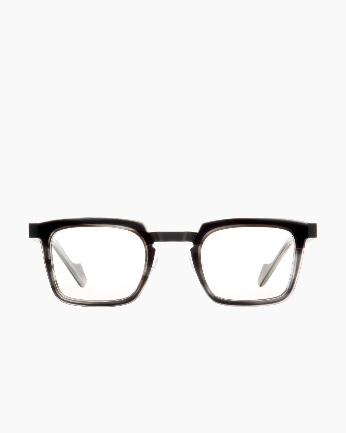 grey metal rectangle eyeglasses by Anne et Valentin model Osvaldo, front view, lunettes de vue rectangle couleur gris