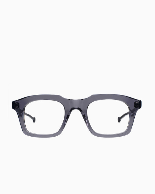 grey plastic rectangle eyeglasses by Marie-Sophie Dion model DiMaria, front view, lunettes de vue rectangle couleur Gris