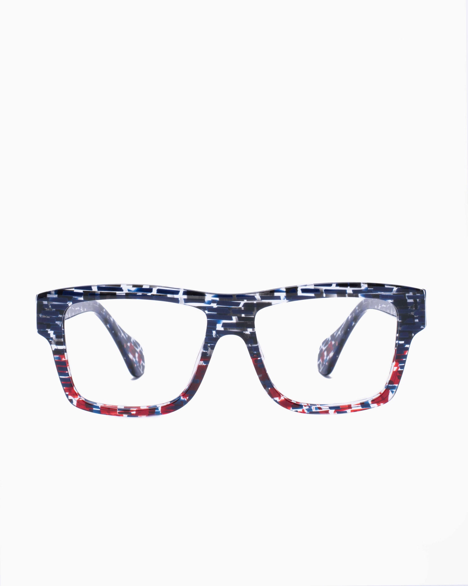 blue plastic rectangle eyeglasses by Theo model Mille+43, front view, lunettes de vue rectangle couleur Bleu