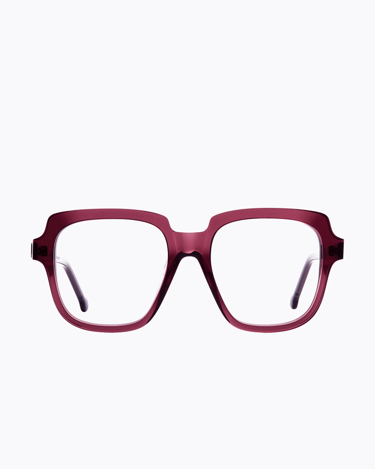 purple plastic rectangle eyeglasses by Marie-Sophie Dion model Andrews, front view, lunettes de vue rectangle couleur violet