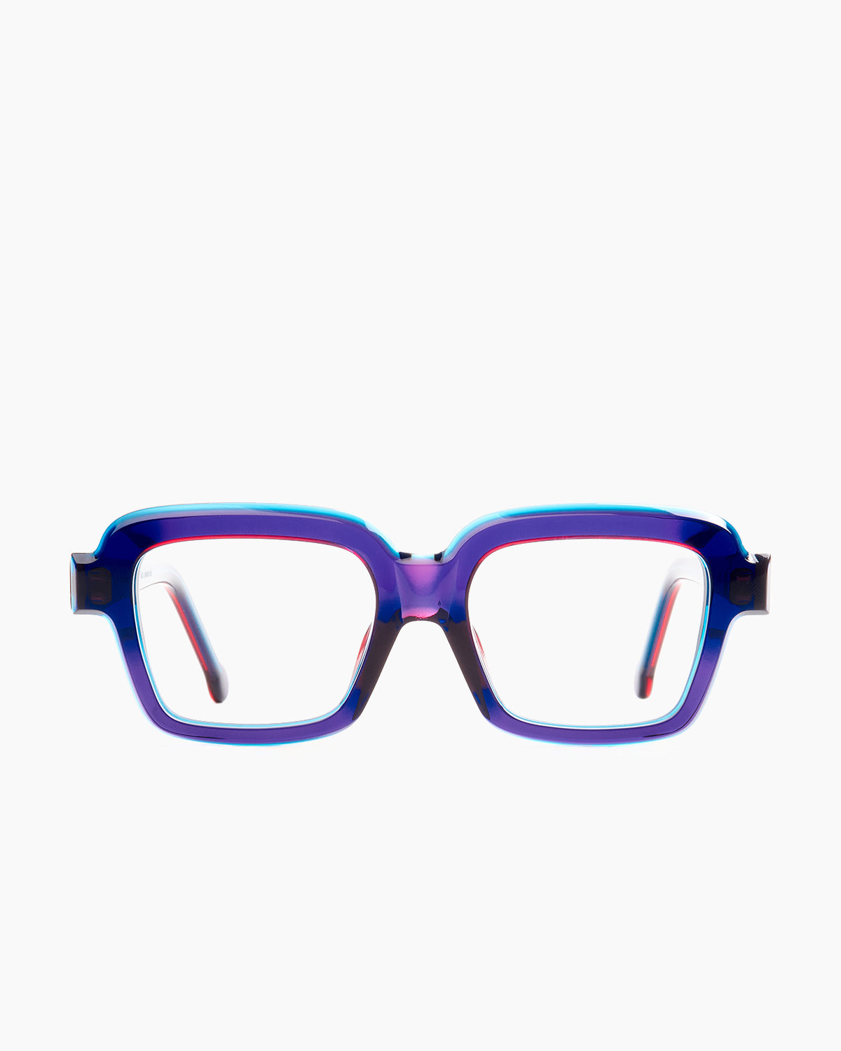 purple plastic rectangle eyeglasses by Marie-Sophie Dion model WALKER, front view, lunettes de vue rectangle couleur violet