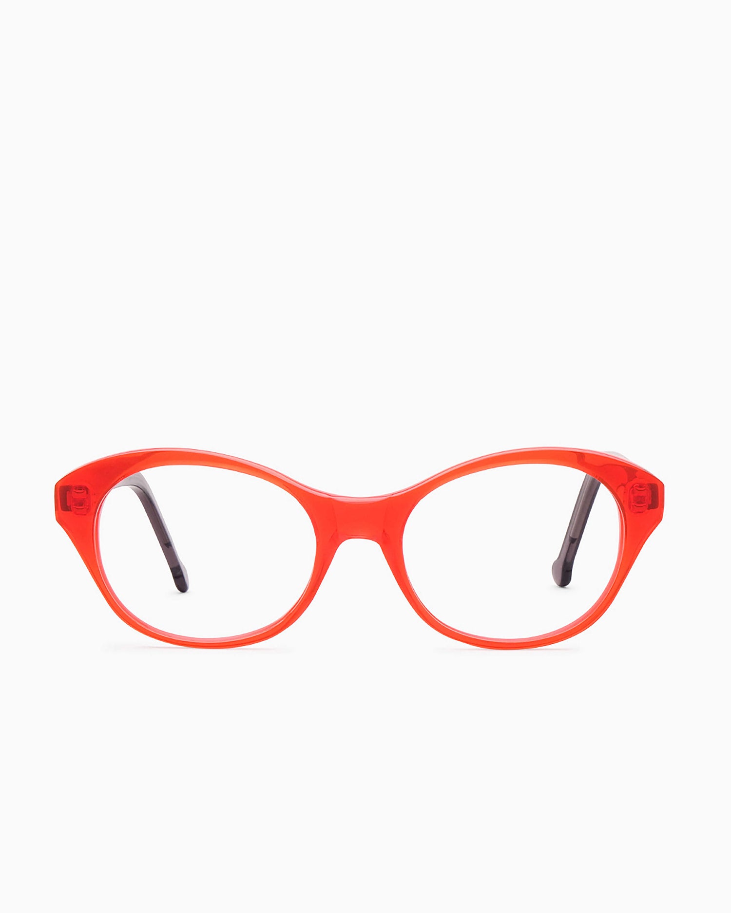 orange plastic butterfly eyeglasses by Marie-Sophie Dion model Friede3.0, front view, lunettes de vue papillon couleur Orange