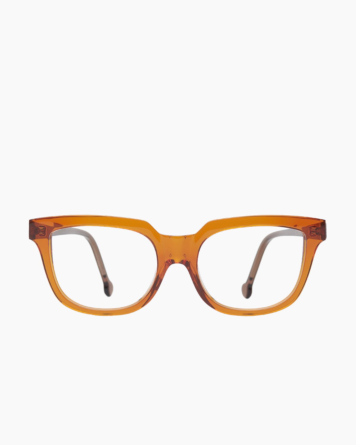 orange plastic butterfly eyeglasses by Marie-Sophie Dion model Lachapelle, front view, lunettes de vue papillon couleur Orange