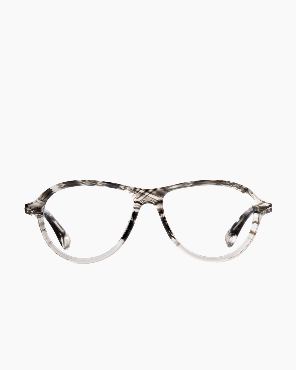 grey plastic aviator eyeglasses by Theo model Aube, front view, lunettes de vue aviateur couleur gris