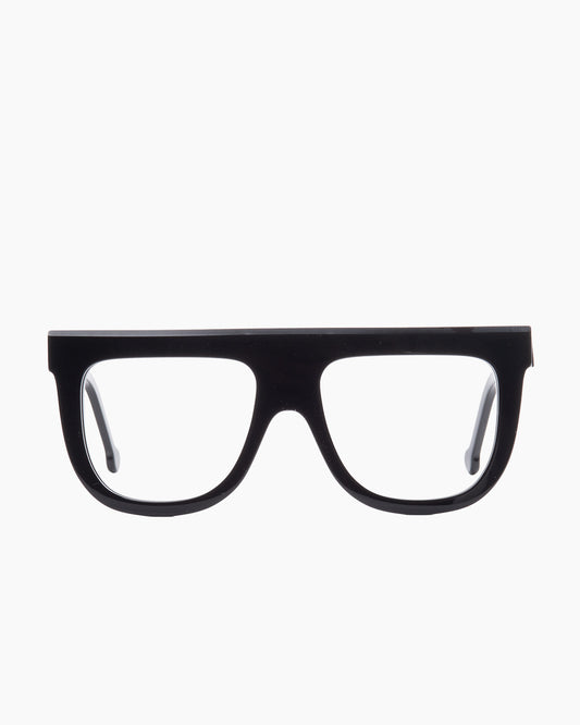 black plastic aviator eyeglasses by Marie-Sophie Dion model Bay, front view, lunettes de vue aviateur couleur noir