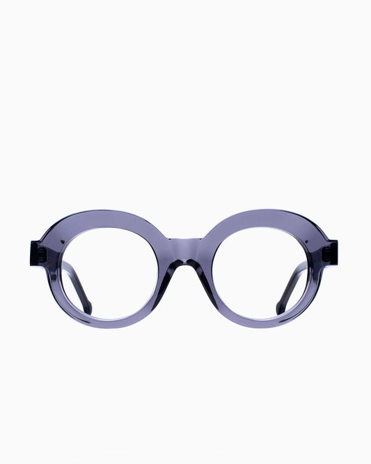 grey plastic round eyeglasses by Marie-Sophie Dion model Latraverse1, front view, lunettes de vue rond couleur Gris