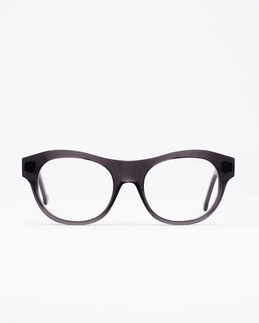 grey plastic oval eyeglasses by Marie-Sophie Dion model Millard, front view, lunettes de vue ovale couleur Gris
