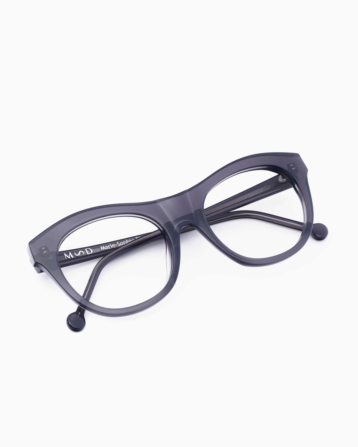 grey plastic oval eyeglasses by Marie-Sophie Dion model Millard, front view, lunettes de vue ovale couleur Gris