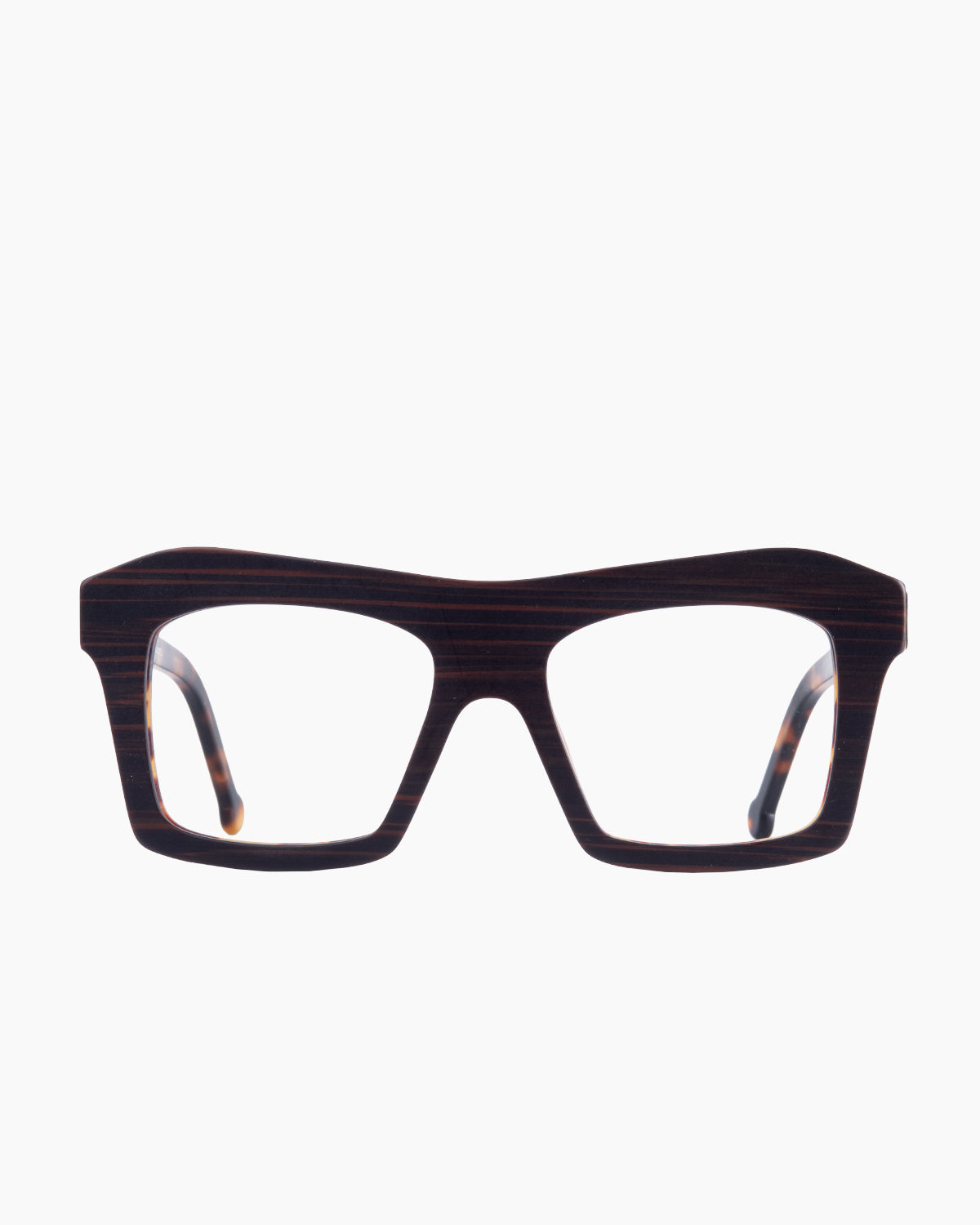 brown plastic rectangle eyeglasses by Marie-Sophie Dion model Holland, front view, lunettes de vue rectangle couleur Brun