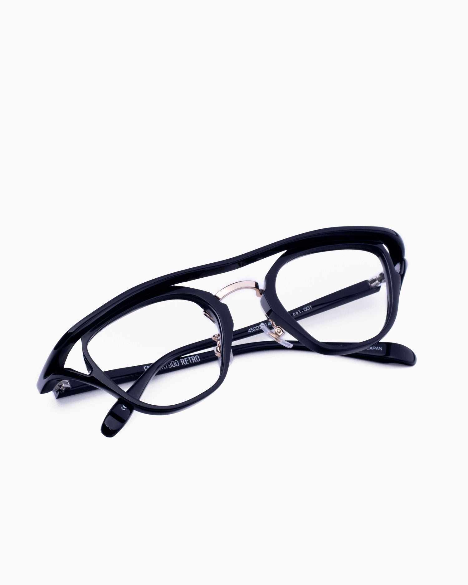 black plastic aviator eyeglasses by Factory 900 model RF101, front view, lunettes de vue aviateur couleur Noir