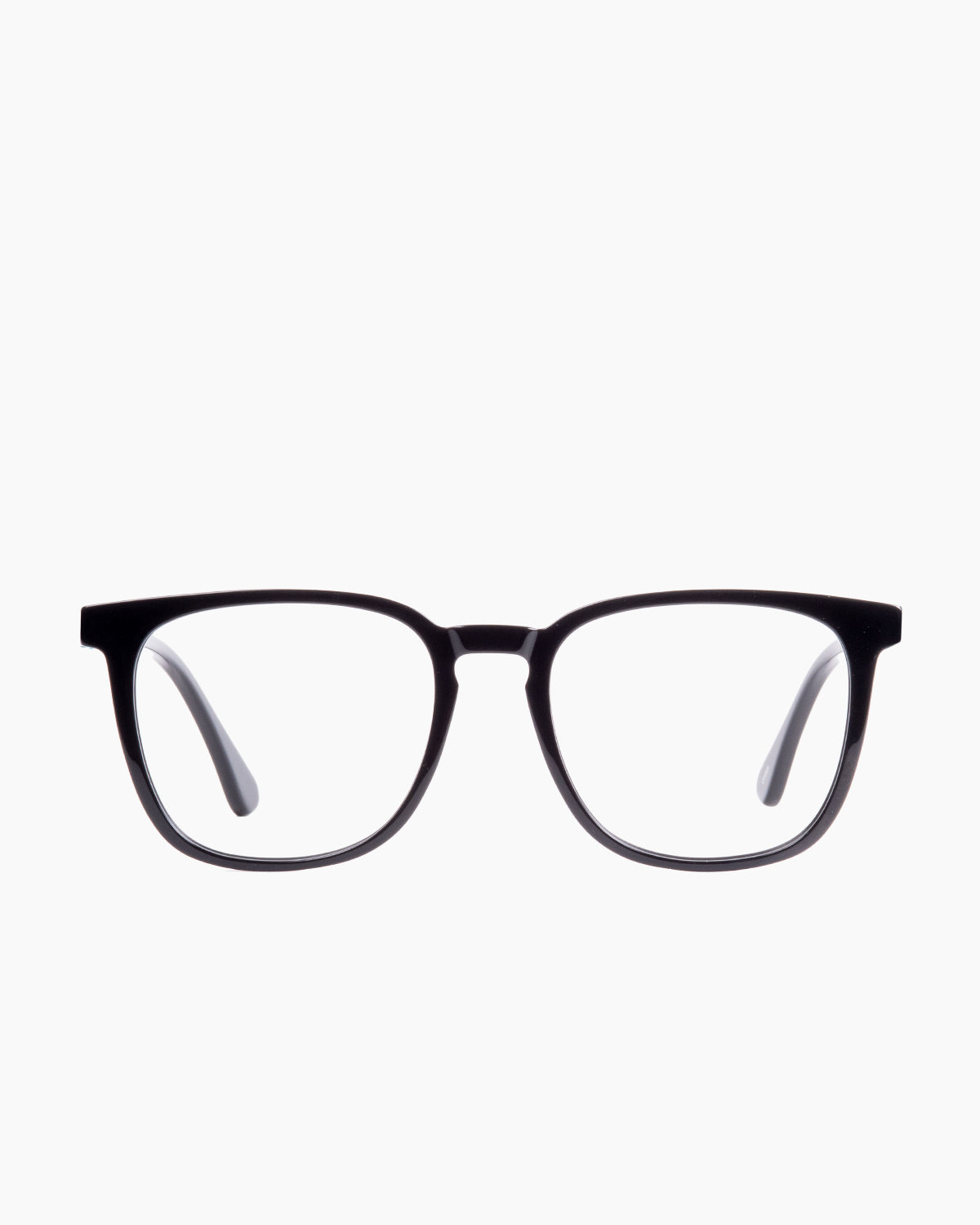 black plastic rectangle eyeglasses by Evolve model Rob, front view, lunettes de vue rectangle couleur Noir