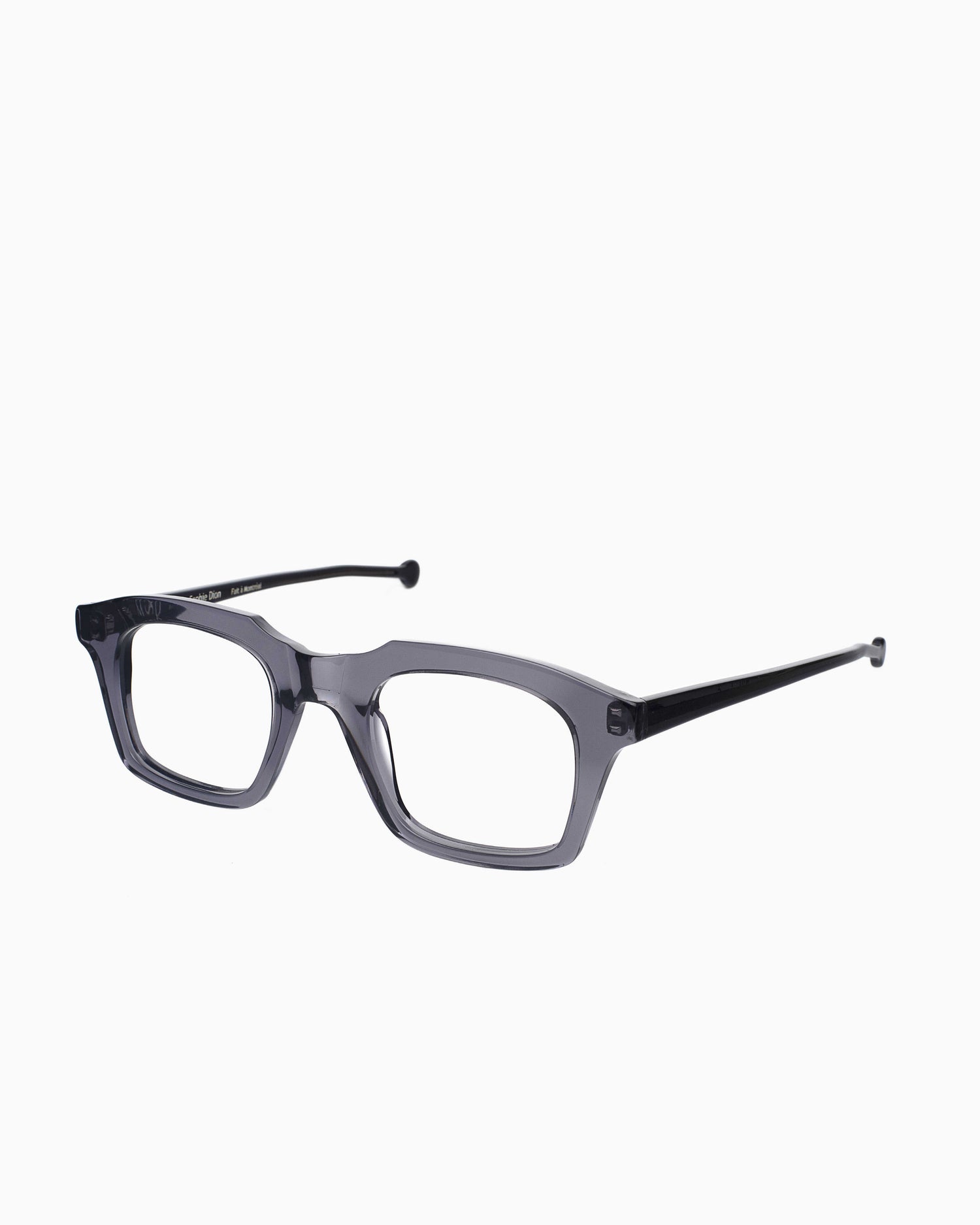 grey plastic rectangle eyeglasses by Marie-Sophie Dion model DiMaria, front view, lunettes de vue rectangle couleur Gris