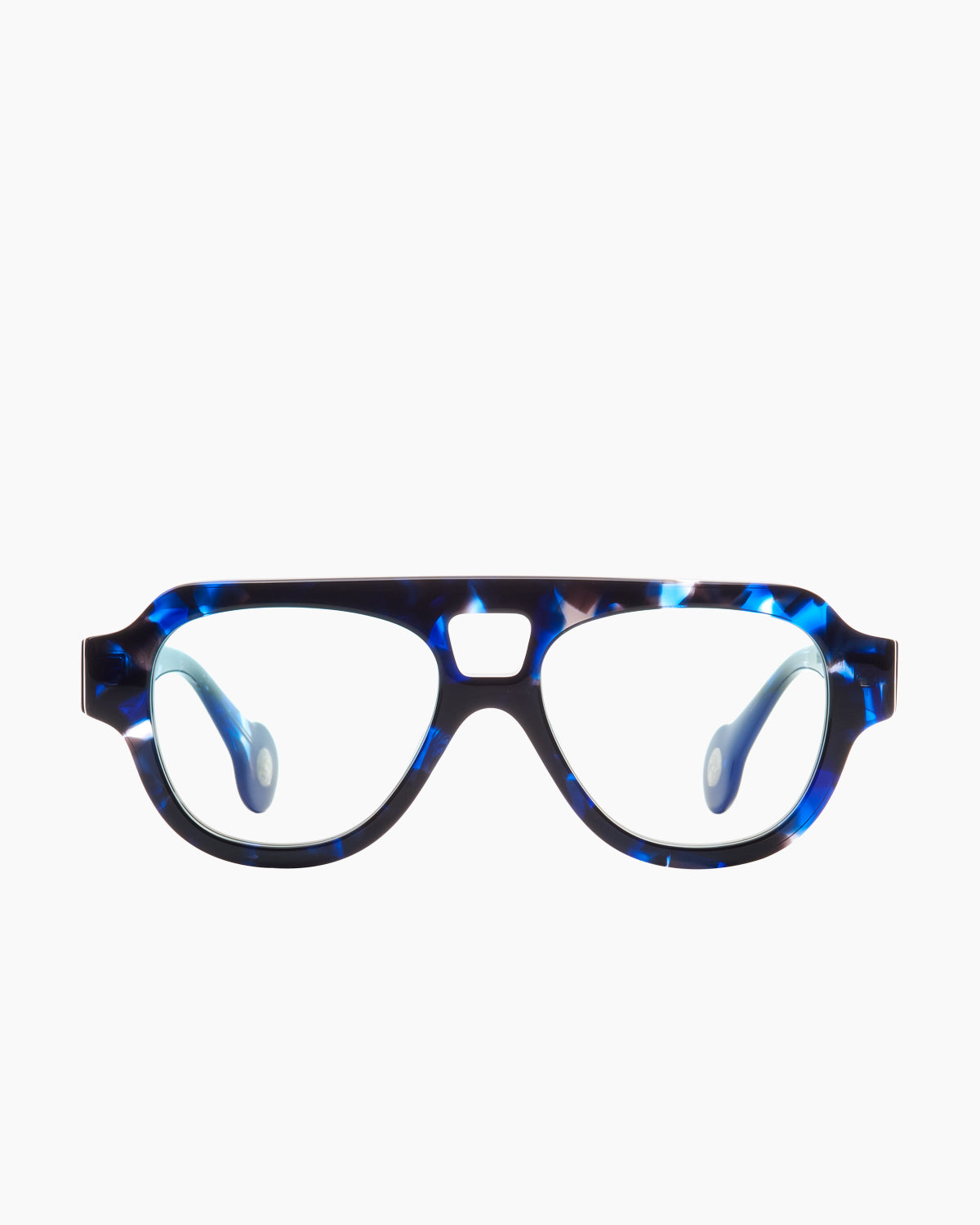 tortoise plastic aviator eyeglasses by Spectacleeyeworks model Sage, front view, lunettes de vue aviateur couleur écaille de tortue