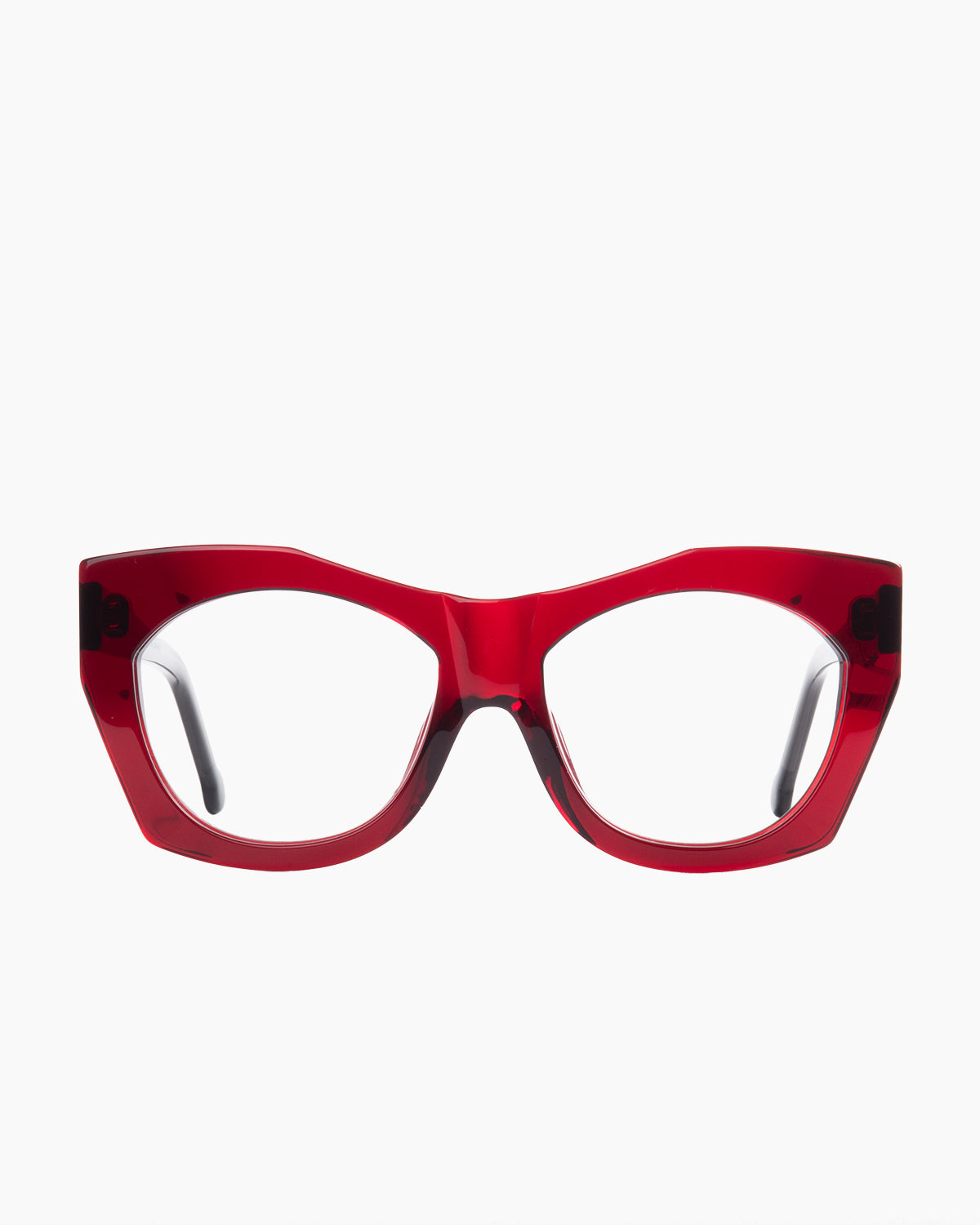burgundy plastic butterfly eyeglasses by Marie-Sophie Dion model Ferro, front view, lunettes de vue papillon couleur bourgogne