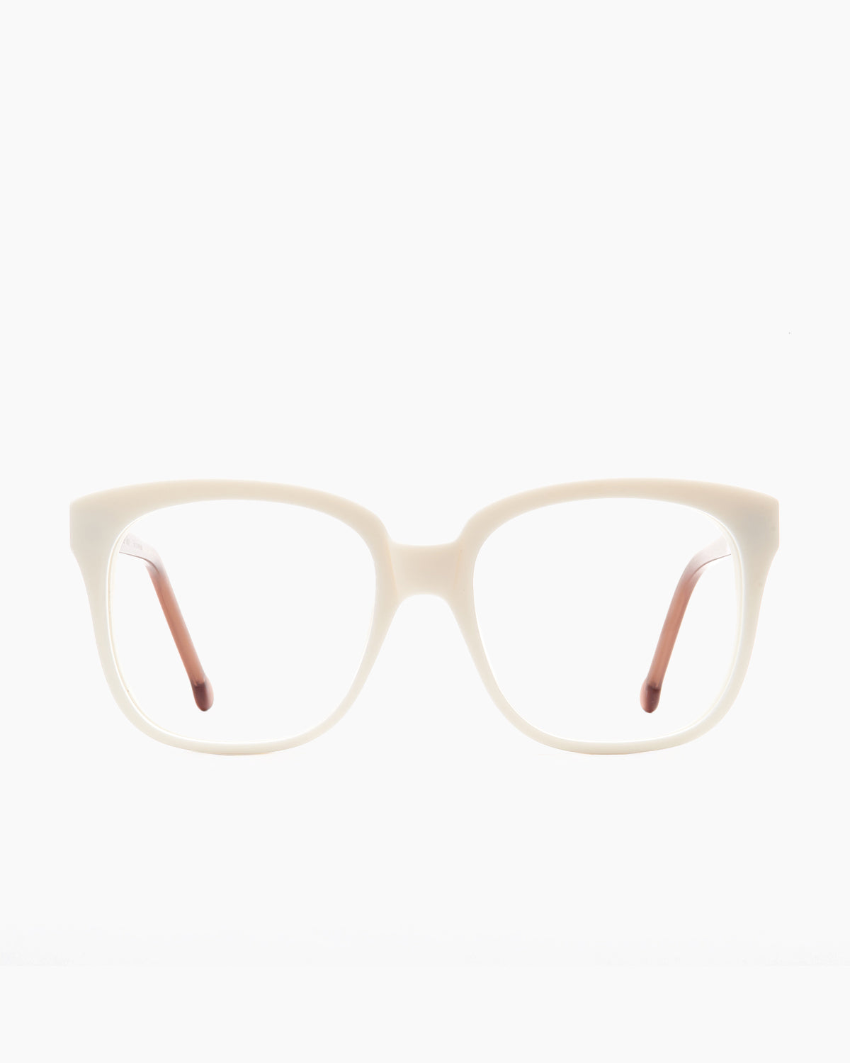 white plastic rectangle eyeglasses by Marie-Sophie Dion model Vola, front view, lunettes de vue rectangle couleur blanc