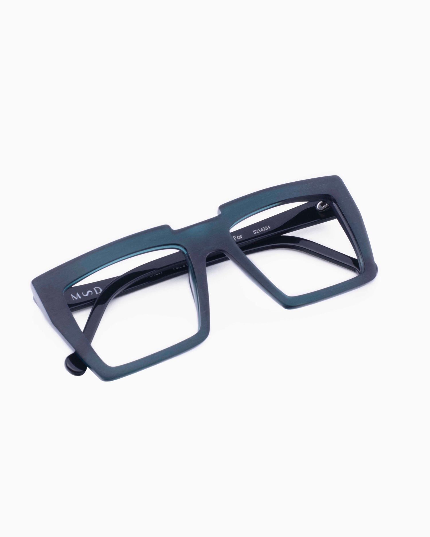 green plastic rectangle  by Marie-Sophie Dion model Bolduc, front view, lunettes de vue rectangle couleur Vert