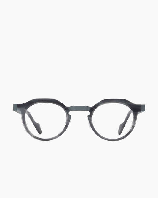 grey metal round eyeglasses by Anne et Valentin model Orson, front view, lunettes de vue rond couleur Gris