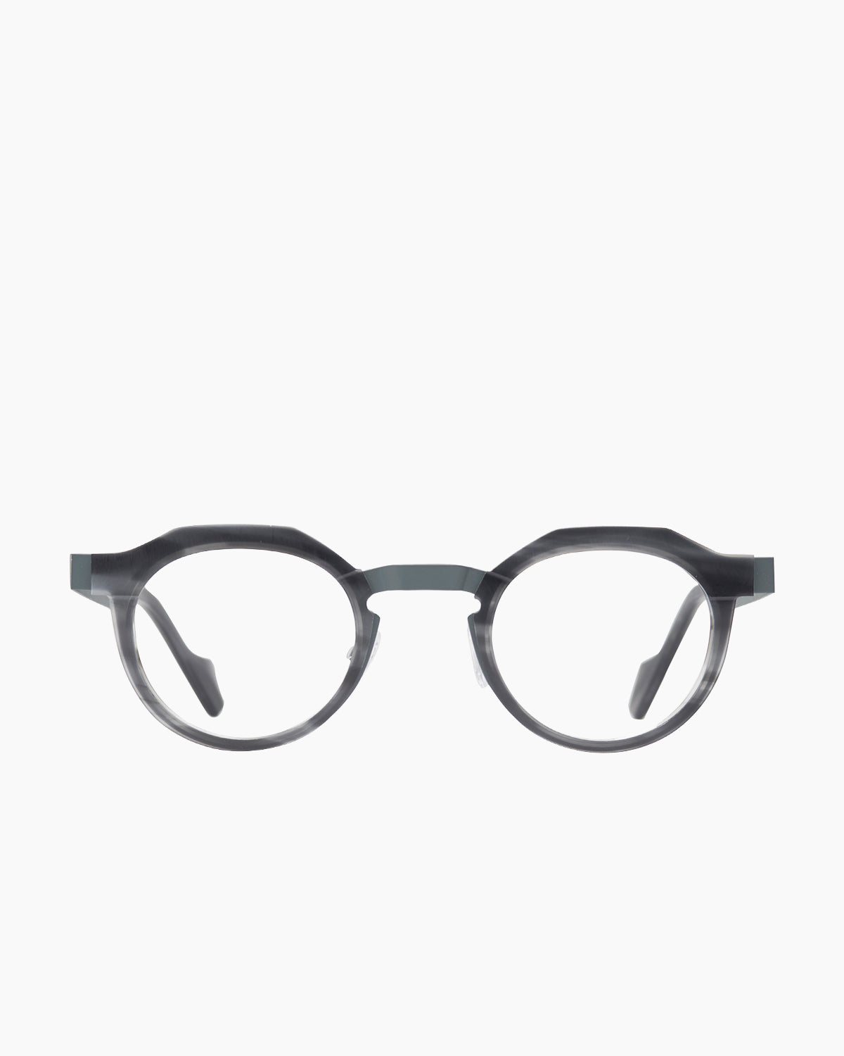 grey metal round eyeglasses by Anne et Valentin model Orson, front view, lunettes de vue rond couleur Gris
