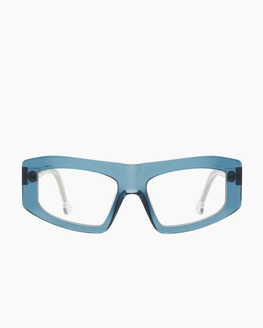 blue plastic rectangle eyeglasses by Marie-Sophie Dion model Marquis, front view, lunettes de vue rectangle couleur Bleu