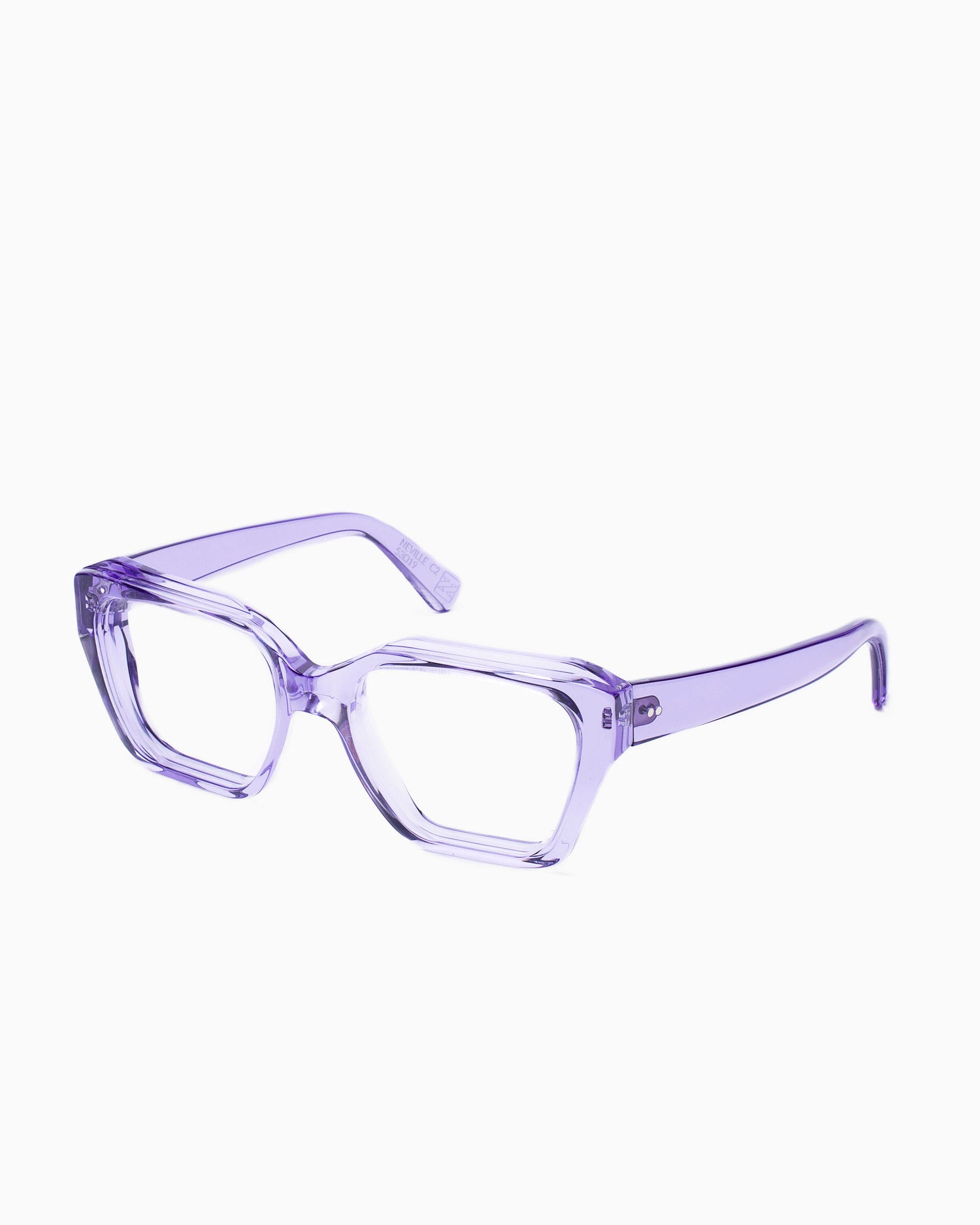 purple plastic rectangle eyeglasses by Kirk&Kirk model Neville, front view, lunettes de vue rectangle couleur violet