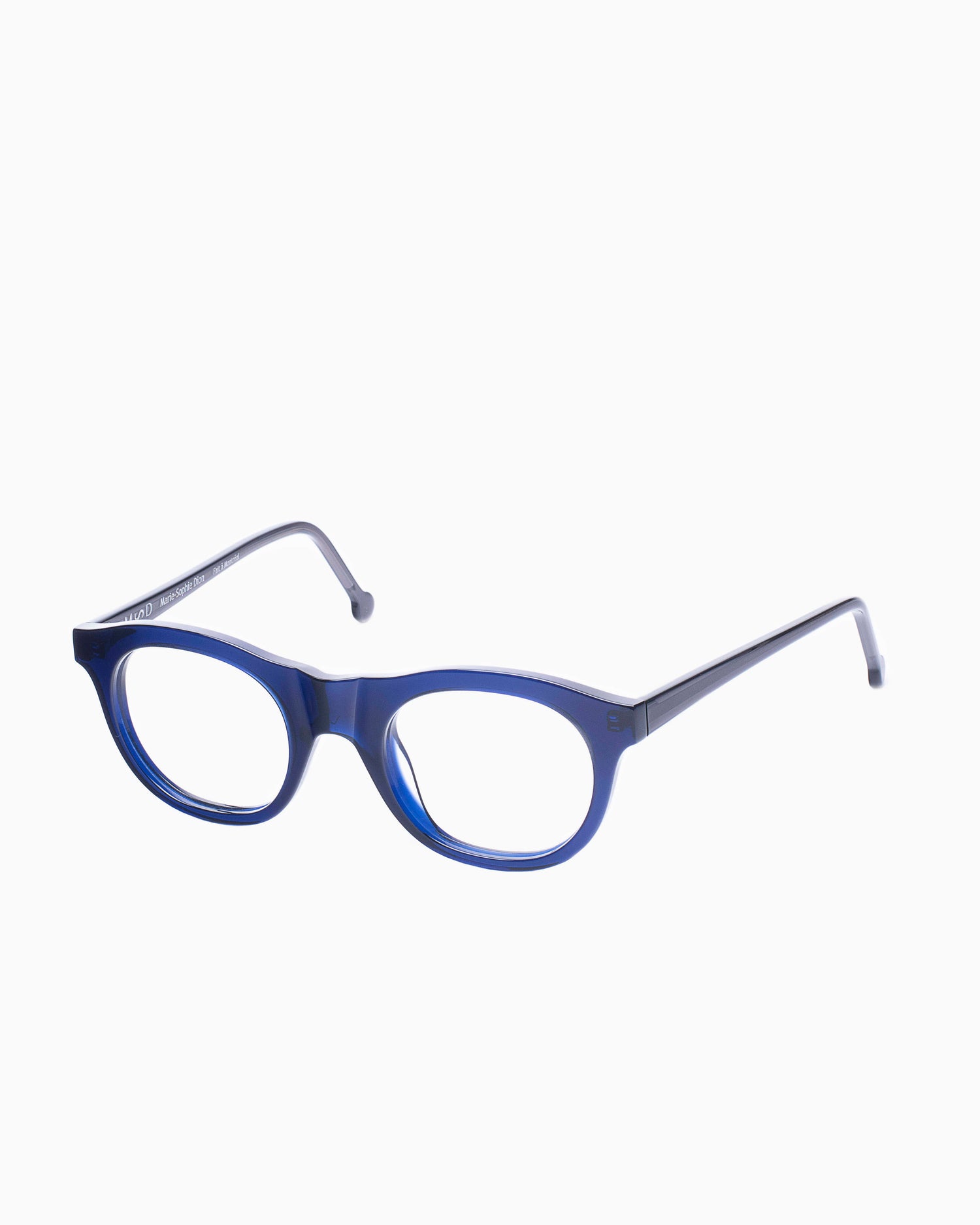 blue plastic oval eyeglasses by Marie-Sophie Dion model LEcuyer, front view, lunettes de vue ovale couleur Bleu