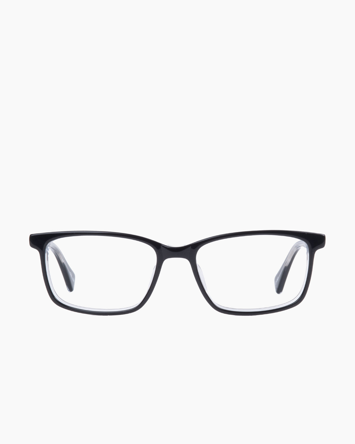 black plastic rectangle eyeglasses by Evolve model Carter, front view, lunettes de vue rectangle couleur Noir