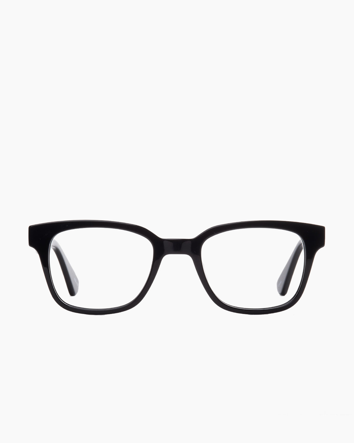 black plastic rectangle eyeglasses by Evolve model Harper, front view, lunettes de vue rectangle couleur noir