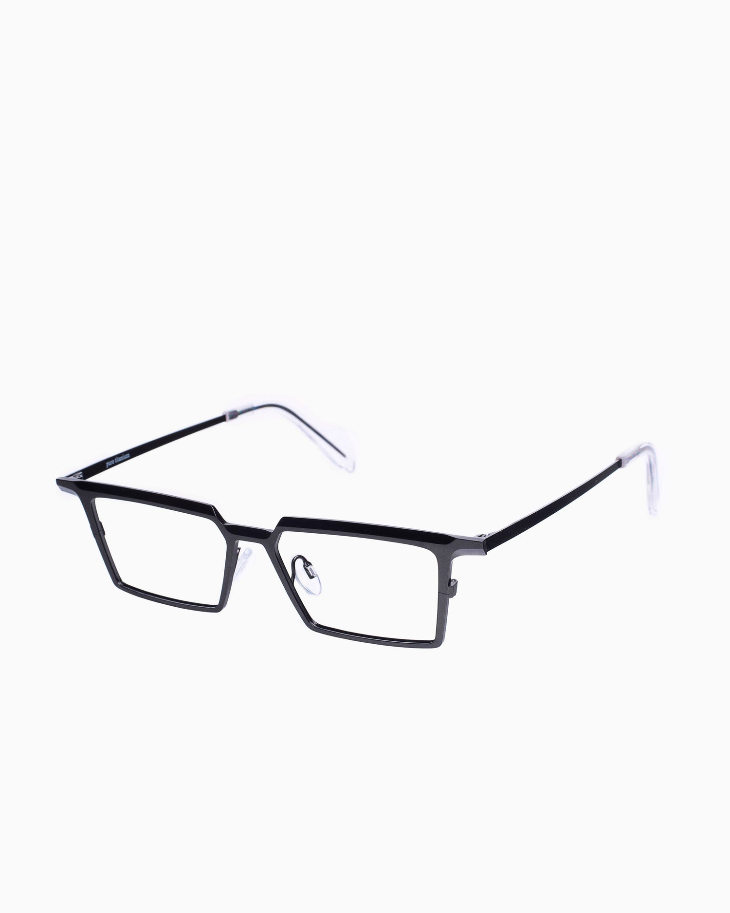 black metal rectangle eyeglasses by Theo model emerald , front view, lunettes de vue rectangle couleur Noir