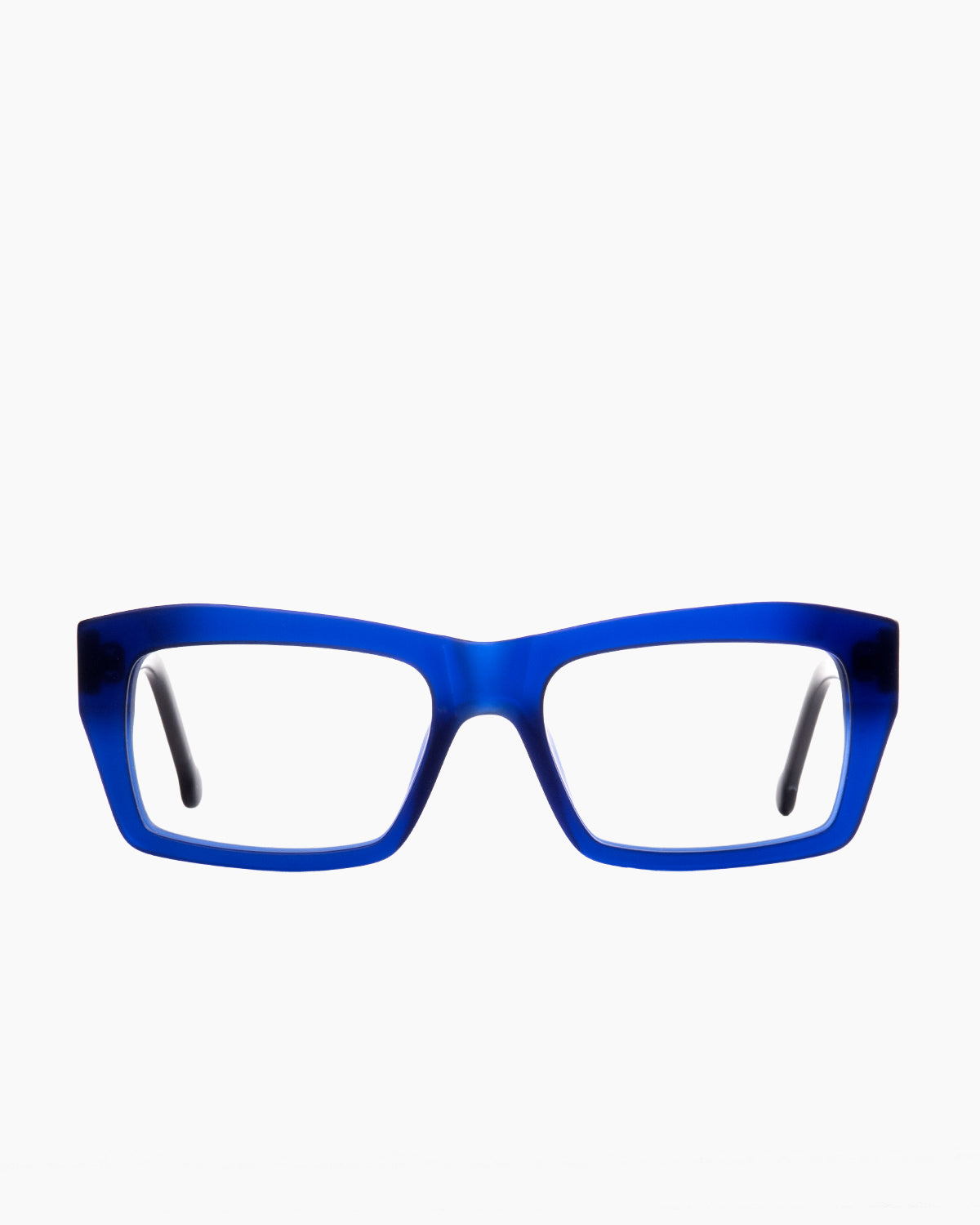 blue plastic rectangle eyeglasses by Marie-Sophie Dion model Zakaib, front view, lunettes de vue rectangle couleur bleu
