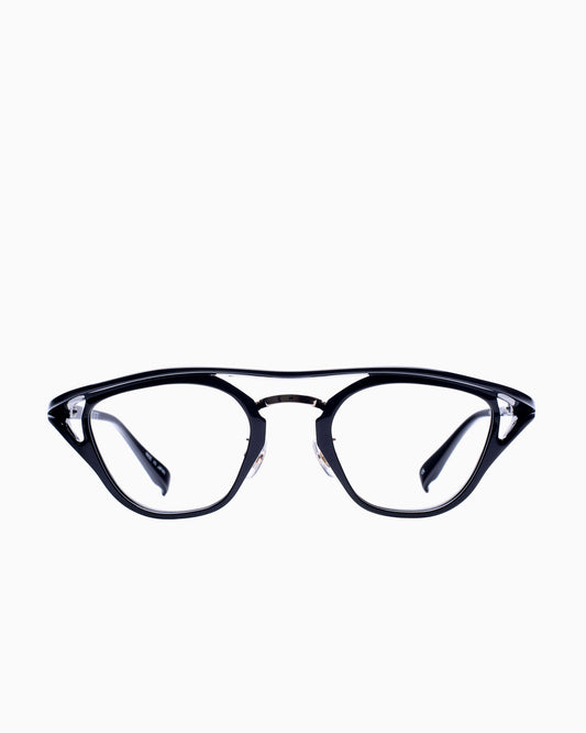 black plastic aviator eyeglasses by Factory 900 model RF101, front view, lunettes de vue aviateur couleur Noir
