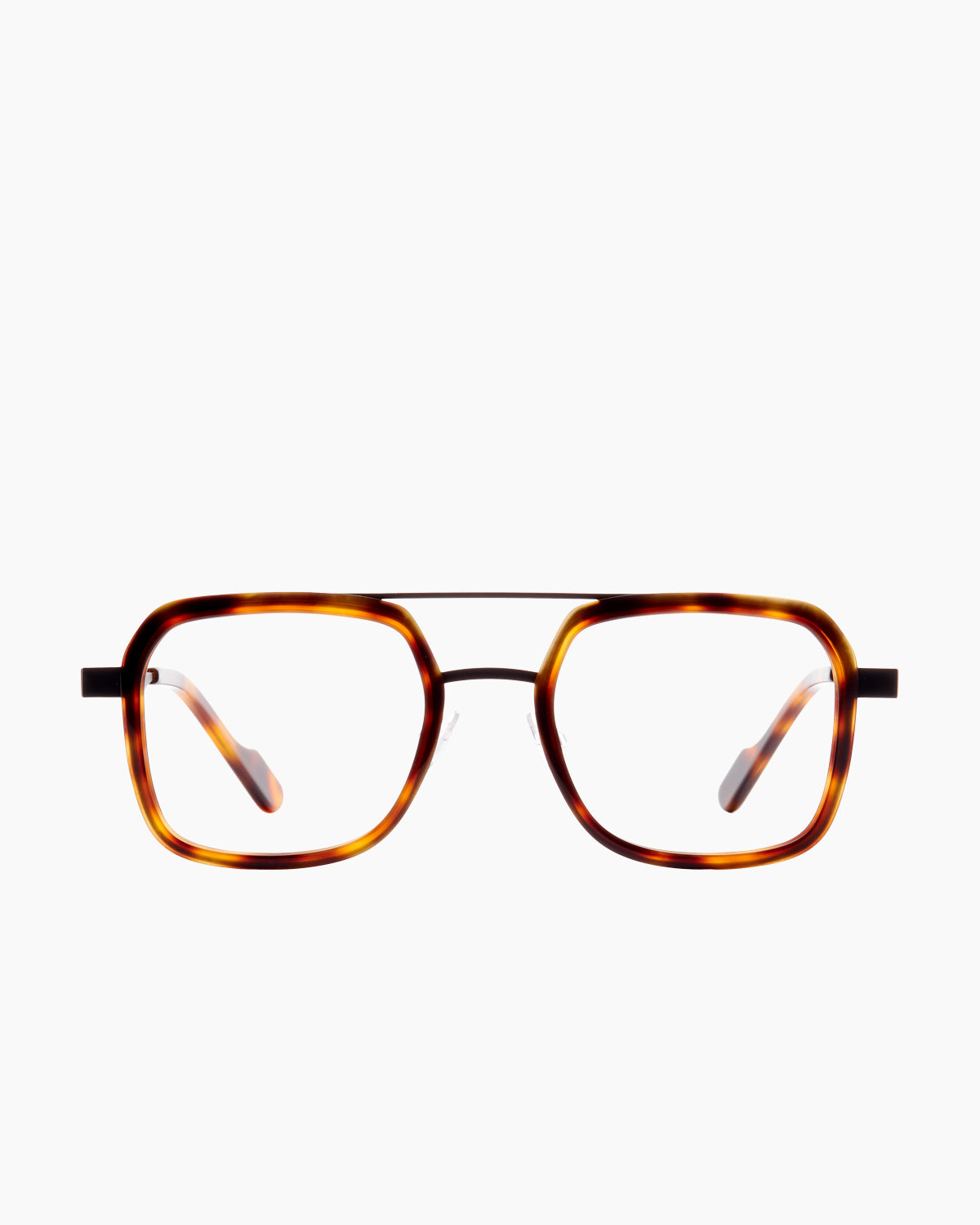 tortoise metal rectangle eyeglasses by Anne et Valentin model Fondamentale, front view, lunettes de vue rectangle couleur écaille de tortue