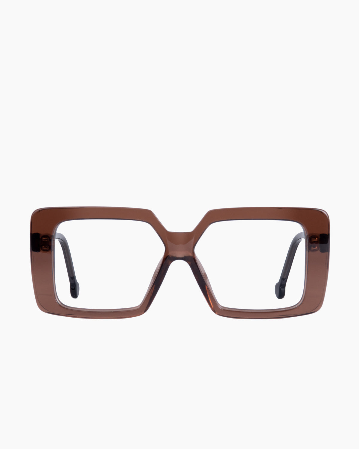 brown plastic rectangle eyeglasses by Marie-Sophie Dion model Volta, front view, lunettes de vue rectangle couleur Brun