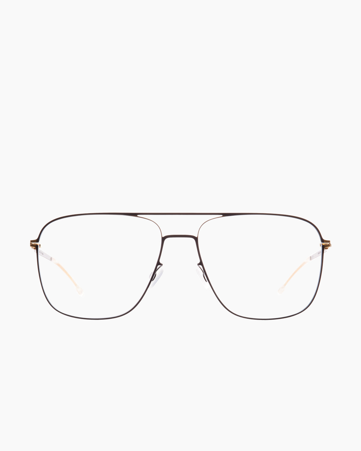 black metal aviator eyeglasses by Mykita model Steen, front view, lunettes de vue aviateur couleur noir
